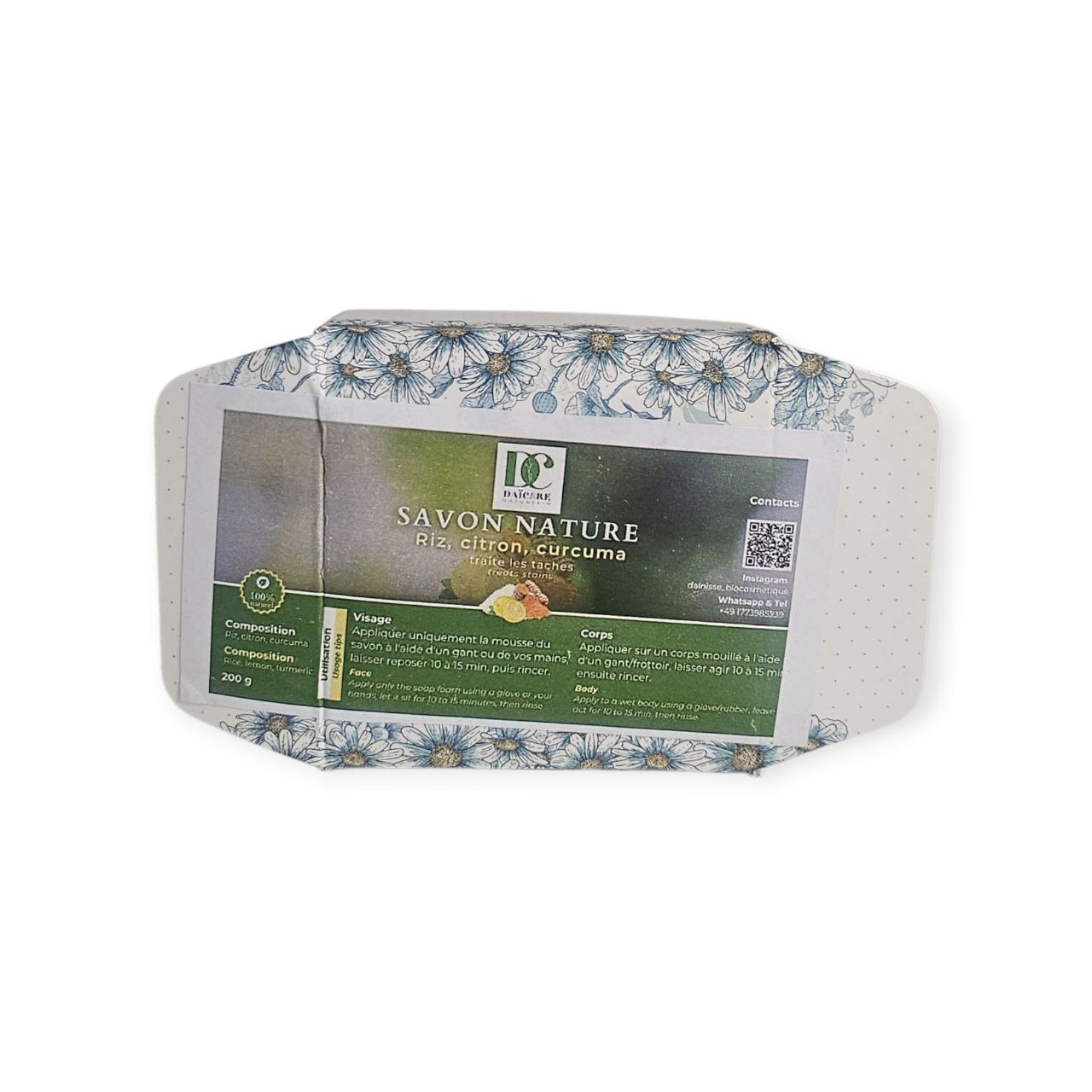 Savon naturel au riz, citron et curcuma